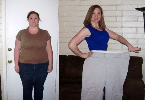 Femme avant et après avoir suivi un régime alimentaire. 